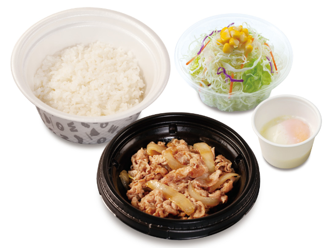 ランチ牛めし生野菜半熟玉子セット