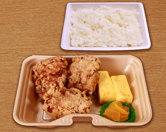 F-1109】BIGからあげ(3個)＆玉子焼き弁当Juicy big fried chicken & fluffy rolled omelette lunch box(3 pieces of fried chicken)